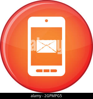 Smartphone con simbolo di posta elettronica sull'icona dello schermo Illustrazione Vettoriale