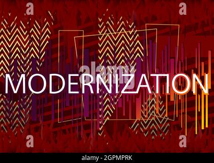 Modernizzazione, poster Vector Word. Citazioni e frasi per banner, poster, volantini. Design astratto. Illustrazione Vettoriale