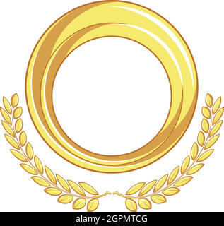 Disegno vettoriale decorativo ornamento ornamento Badge oro cerchio oro Laurel Illustrazione Vettoriale