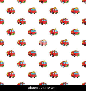 Camion dei pompieri pattern, stile cartoon Illustrazione Vettoriale