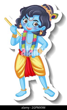 Lord Krishna kid vignetta personaggio illustrazione Illustrazione Vettoriale