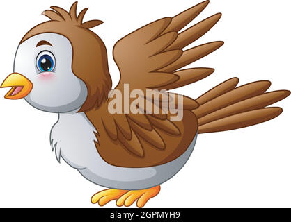 Illustrazione vettoriale di carino fumetto rapina uccello Illustrazione Vettoriale