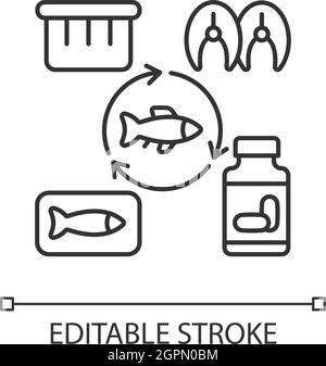 Produzione di prodotti ittici icona lineare Illustrazione Vettoriale