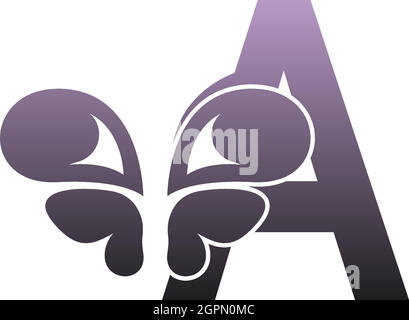Lettera A con logo icona a farfalla vettore di disegno Illustrazione Vettoriale