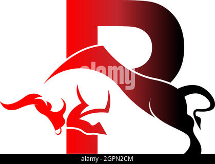 Icona del logo con lettere miste con il modello del simbolo di disegno bull Illustrazione Vettoriale