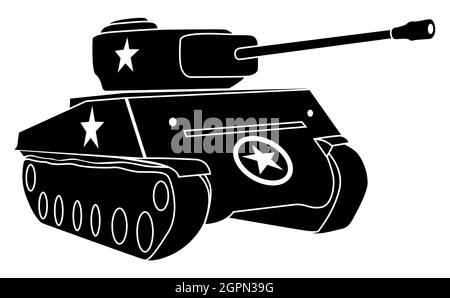 American WW2 M4 Sherman silhouette media canotta Illustrazione Vettoriale