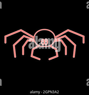 Neon spider il colore rosso immagine vettoriale di stile piatto Illustrazione Vettoriale