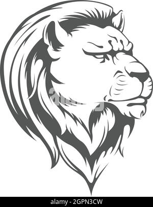 Silhouette Lion Head Stencil Sport Team disegno Vector Illustrazione Illustrazione Vettoriale