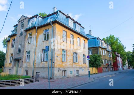 Tööstuse Street, distretto di Kalamaja, Tallinn, Estonia Foto Stock