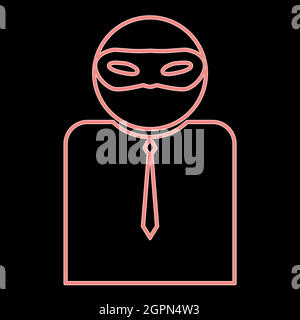 Neon l'uomo in incognito in una maschera il colore rosso vettore illustrazione immagine di stile piatto Illustrazione Vettoriale