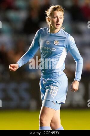 Manchester, Inghilterra, 29 settembre 2021. Ellen White di Manchester City durante la partita della Femminile Cup presso l'Academy Stadium di Manchester. Il credito d'immagine dovrebbe leggere: Andrew Yates / Sportimage Foto Stock