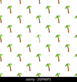 Palm tree con noci di cocco pattern, stile cartoon Illustrazione Vettoriale