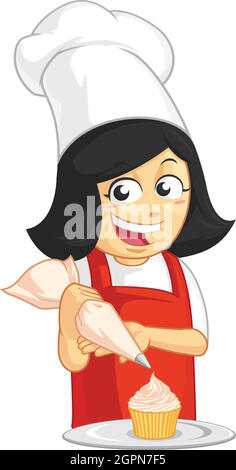 Cupcake Muffin Bakery Pasticceria Pasticceria Cake Shop Cartoon Mascotte Illustrazione Vettoriale