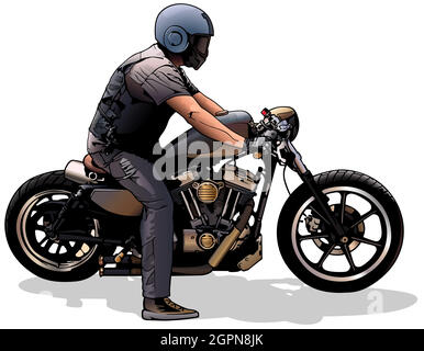 Motociclista su Moto Illustrazione Vettoriale