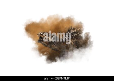 Ankylosaurus Dinosaur su sfondo fumo Foto Stock