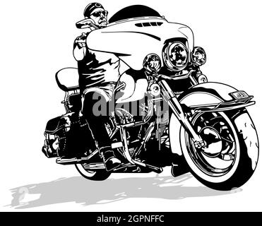 Motociclista sul disegno motociclistico Illustrazione Vettoriale