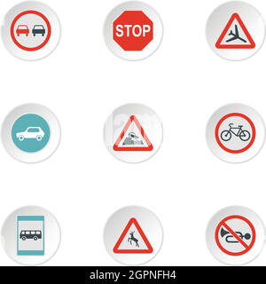 Firmare le icone di avvertenza impostato, stile piatto Illustrazione Vettoriale