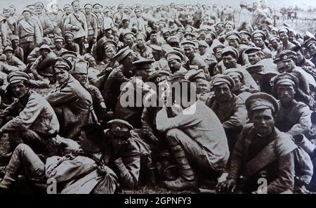 Battaglia di Tannenberg della prima Guerra Mondiale - Un'immagine di fotografi di stampa di prigionieri di guerra russi. La battaglia combattuta a Tannenberg, Prussia orientale (oggi Stębark, Polonia ), si concluse con una decisiva vittoria tedesca sui russi. Foto Stock