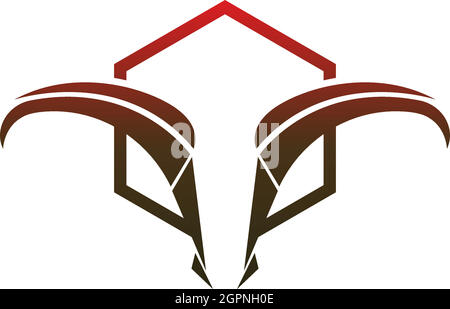 Logo icona Bull, logo icona testa di bufalo vettore di disegno Illustrazione Vettoriale