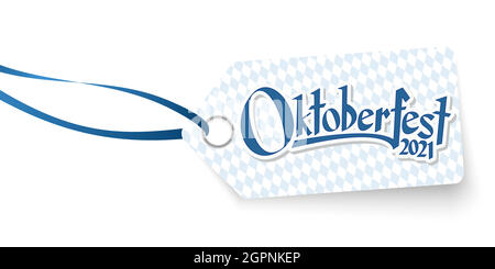Appendere tag con testo Benvenuti a Oktoberfest 2021 Illustrazione Vettoriale