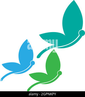 Illustrazione del modello del logo con icona a farfalla Illustrazione Vettoriale