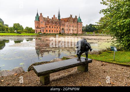 Castello di Egeskov (slot Egeskov) Faaborg-Midtfyn, Danimarca Foto Stock