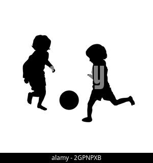 Felici bambini che giocano a calcio Illustrazione Vettoriale