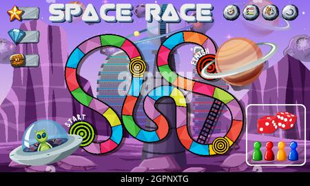 Serpente e scale modello di gioco con spazio tema illustrazione Illustrazione Vettoriale