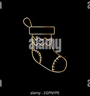 Icona Natale d'oro. Decorazione natalizia simbolo del nuovo anno. Icona Vector christmas Illustrazione Vettoriale