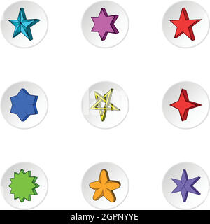 Figura geometrica star set di icone, stile cartoon Illustrazione Vettoriale