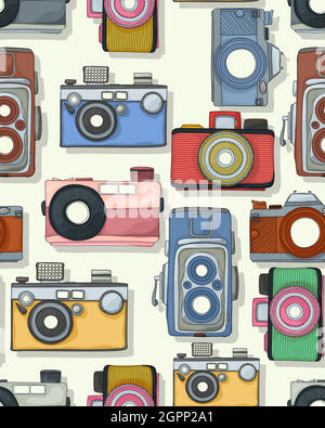 Modello di fotocamera in stile retrò Illustrazione Vettoriale