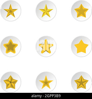 La figura star set di icone di stile di Piana Illustrazione Vettoriale