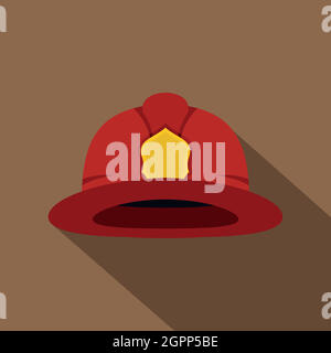 Rosso per gli allarmi antincendio icona casco, di tipo piatto Illustrazione Vettoriale