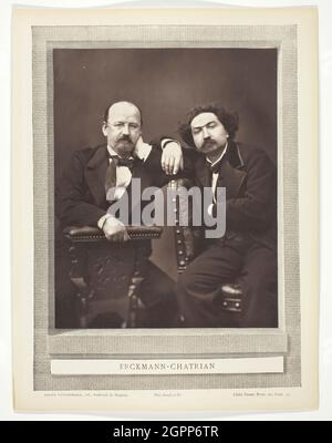 &#xc9;Mile Erckmann (scrittore francese, 1822-1899) e Alexandre Chatrian (scrittore francese, 1826-1890), c.. 1876. Woodburytype, dal periodico "Galerie Contemporaine Litt&#xe9;raire, Artistique" (1876), volume 1. Foto Stock