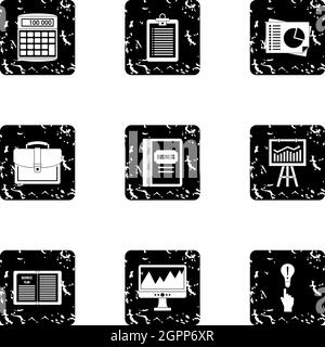 Company icons set, grunge style Stock Vector