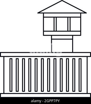 Torre prigione di icona di stile di contorno Illustrazione Vettoriale