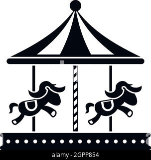 Merry Go Round cavallo icona, stile semplice Illustrazione Vettoriale