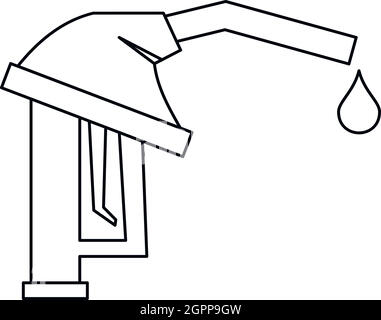 Icona della pompa carburante, stile contorno Illustrazione Vettoriale