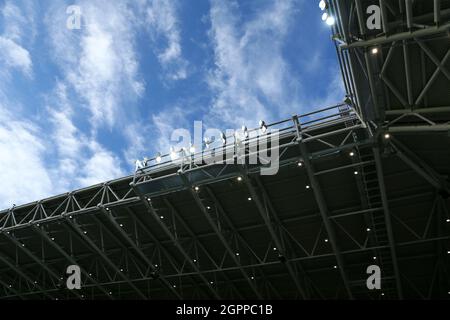 Bergamo, Italia. 29 settembre 2021. Gewiss Stadium durante la partita di calcio di Atalanta BC vs Young Boys, UEFA Champions League a Bergamo, Italia, Settembre 29 2021 Credit: Independent Photo Agency/Alamy Live News Foto Stock