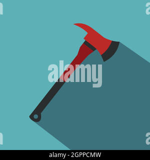 Vigile del fuoco rosso ax icona, stile piatto Illustrazione Vettoriale