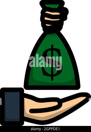 Tenere a mano l'icona Money Bag Illustrazione Vettoriale