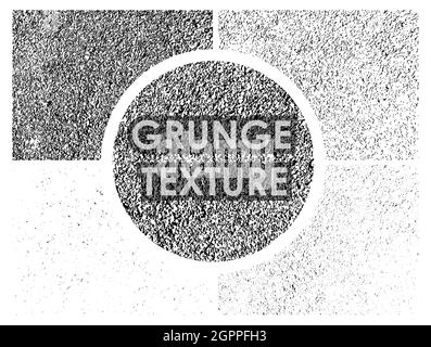 set di texture grunge sporche con numero diverso di macchie su sfondo trasparente. Trama della vecchia superficie della parete. Vettore Illustrazione Vettoriale