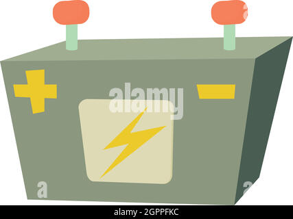 Batteria auto icona, stile cartoon Illustrazione Vettoriale