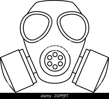 Maschera a gas, l'icona di stile di contorno Illustrazione Vettoriale