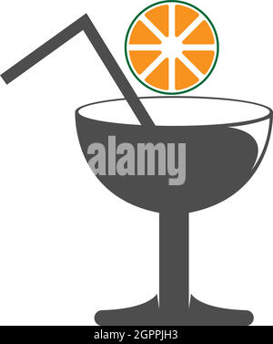 Modello vettoriale con logo e icona cocktail drink Illustrazione Vettoriale