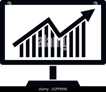 Statistiche sulla icona di monitor, stile semplice Illustrazione Vettoriale