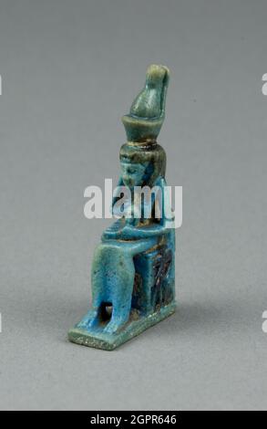 Amuleto di Mut con Khonsu, Egitto, terzo periodo intermedio-periodo tardo (circa 1070-332 a.C.). Foto Stock