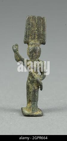 Amuleto del Dio Osiride, Egitto, terzo periodo intermedio, Dinastia 21-25 (1070-656 a.C.). Foto Stock