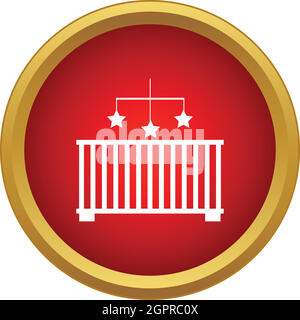 Culla per neonati con icona giocattolo, stile semplice Illustrazione Vettoriale