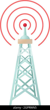 Radio icona a torre in stile cartoon Illustrazione Vettoriale